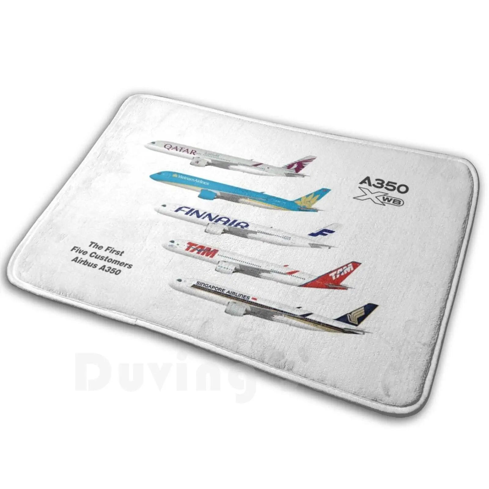 Airbus A350 First Five Customers Illustration Carpet Mat Rug Cushion Soft Airbus A350 A350 Airbus A350 Airbus A350 900