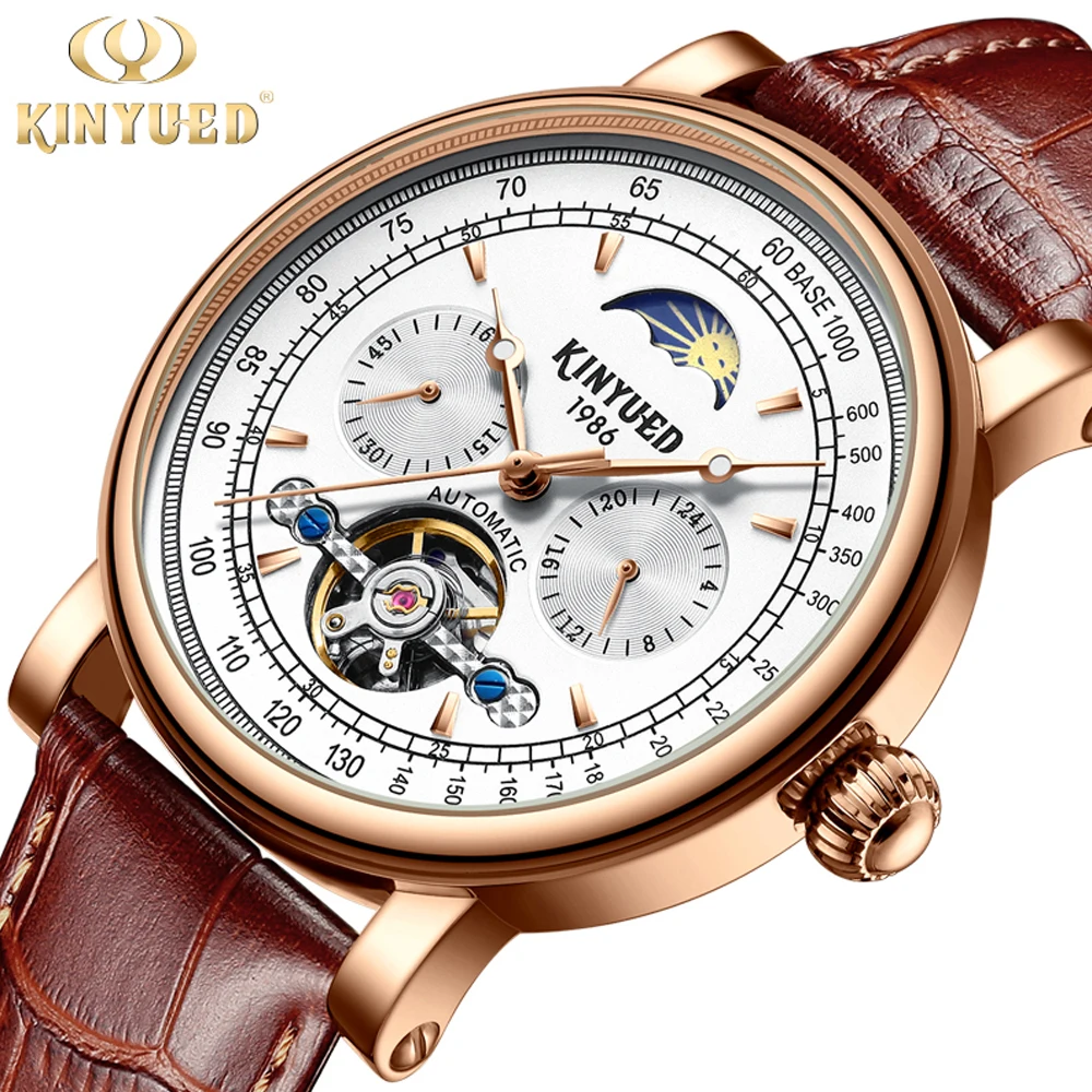 

Mechanical Watch Men Tourbillon Automatic Men's Watches Moon Phase Waterproof Luxury Relogio Masculino Leather Strap Male Clock