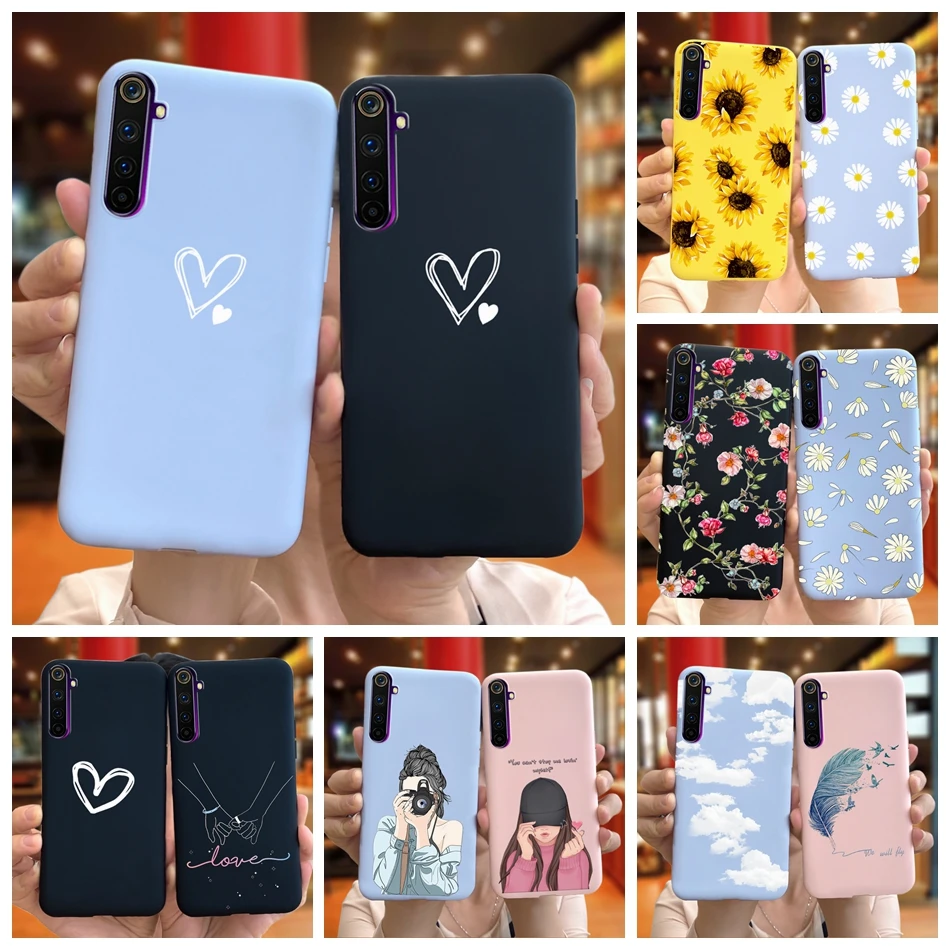 Cute Love Flower Pattern Phone Case For Oppo Realme 6 Pro Cases Realme 6 Soft Silicone Back Cover For Realme 6S 6i Realme6 Pro