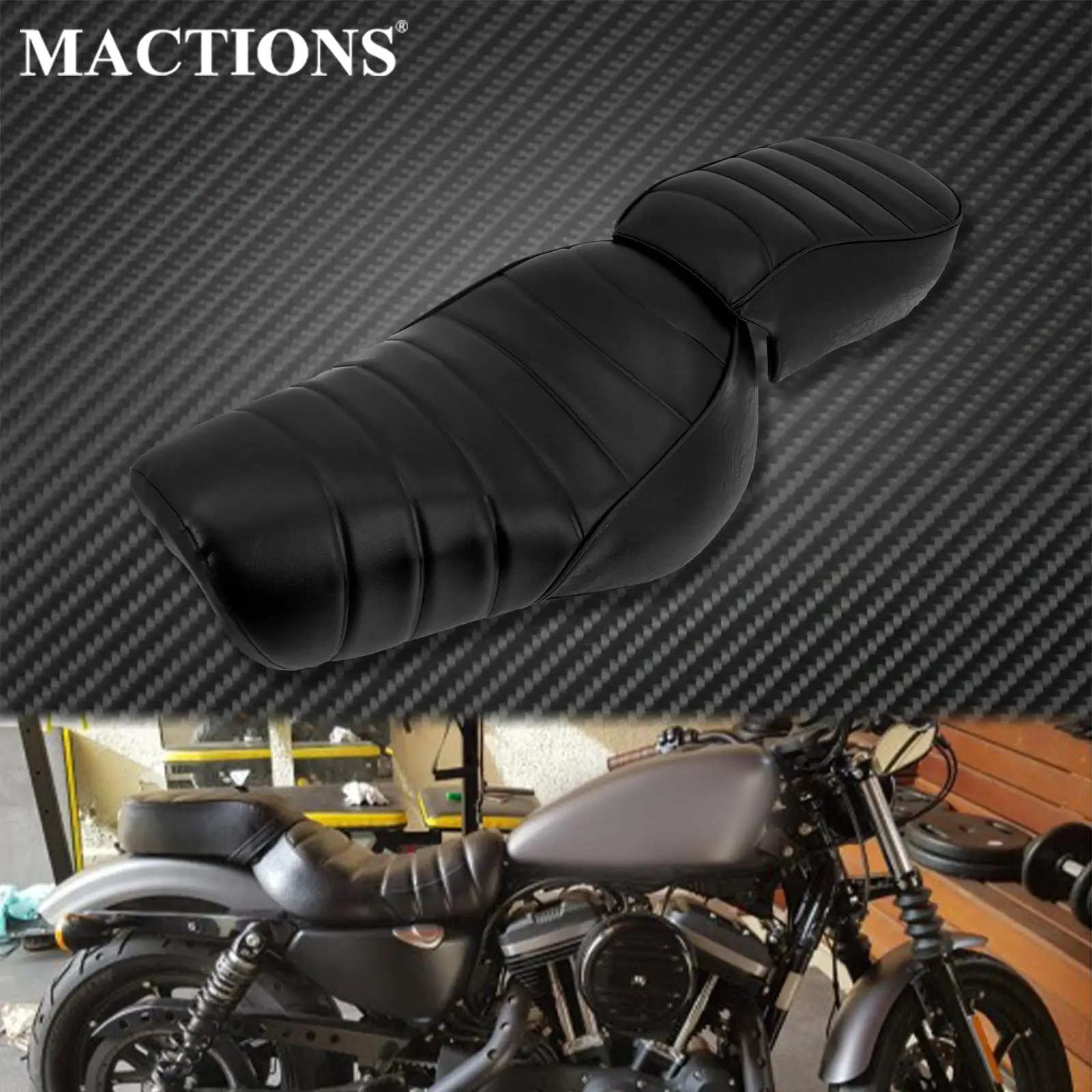 Motorcycle Driver Leather Solo Seat Cushion Rear Passenger Pillow Pillion Pad For Harley Sportster Iron 883 XL883N 2016-18 2019