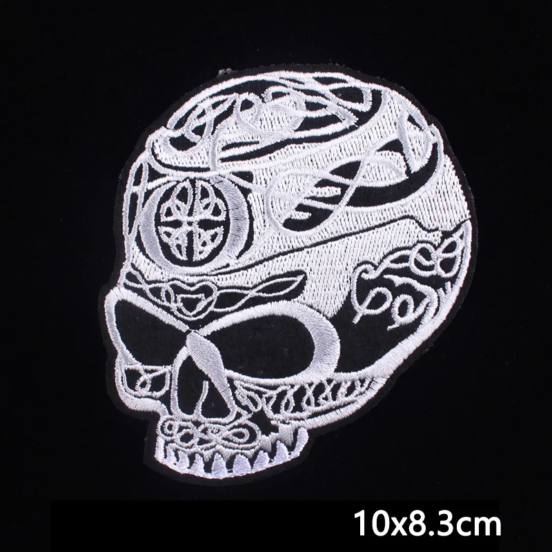 Mexican Skull Patch Punk Biker Iron on Embroidered Patches On Clothes Lips Heart Patches Embroidery Patches For Clothes Badge