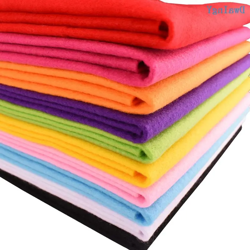 1.5mm Thickness Soft Felt Non Woven Felt Fabric  Polyester Home Decoration Pattern Bundle For Sewing Dolls 45cm*45cm