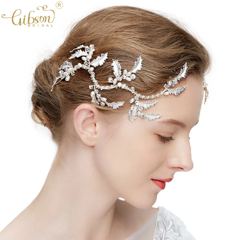 

Enamel Leaf Lush Bridal Hair Vine Side Clip Headbands Women Ceremony Headpiece Wedding Hair Jewelry