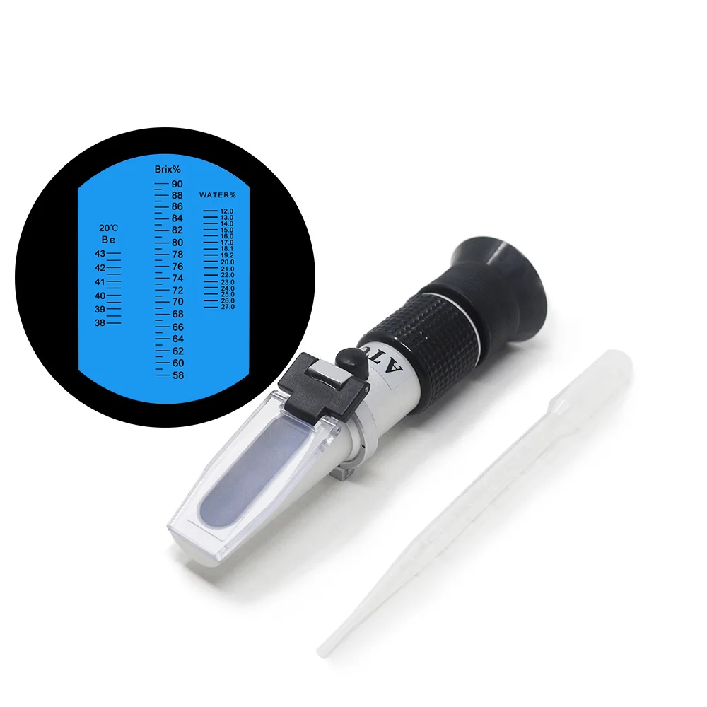 3 in 1 Tenuto in Mano Miele Rifrattometro di Alta Concentrazione di 58% ~ 90% Brix 38 ~ 43 Essere 12-27% di Acqua api Zucchero di Umidità per il Miele Tester