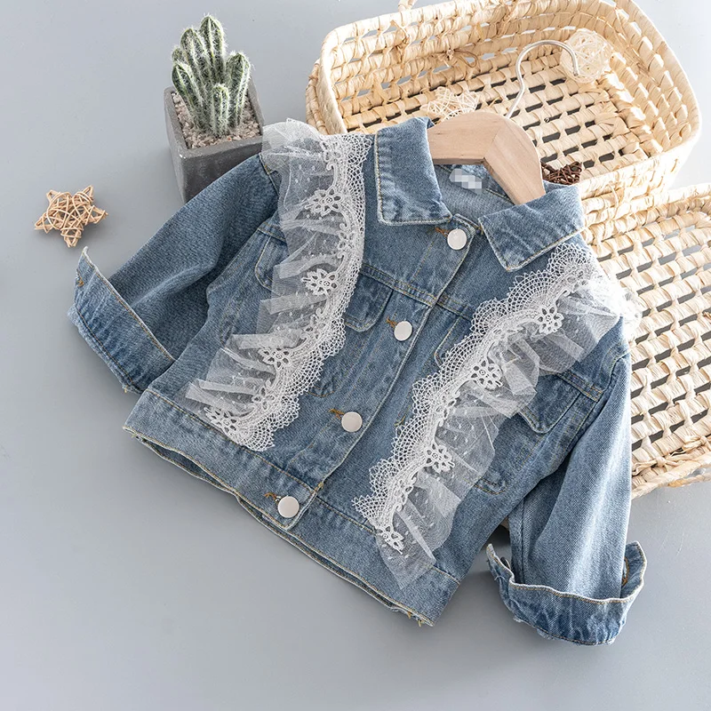 

Spring baby girl clothes kids lace denim jacket outerwear for 1 2 3 year baby girl clothing infant fashion design birthday coats