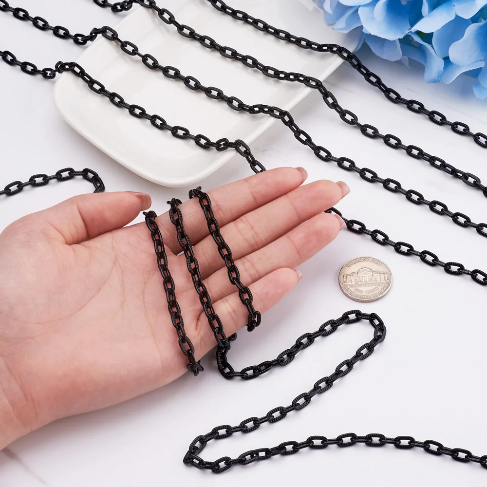 5m Aluminum Cable Chains Unwelded Black Chain Bulk Metal Oval Link Chain for Jewelry Making DIY Handmade Men Necklace 8x5x1.4mm