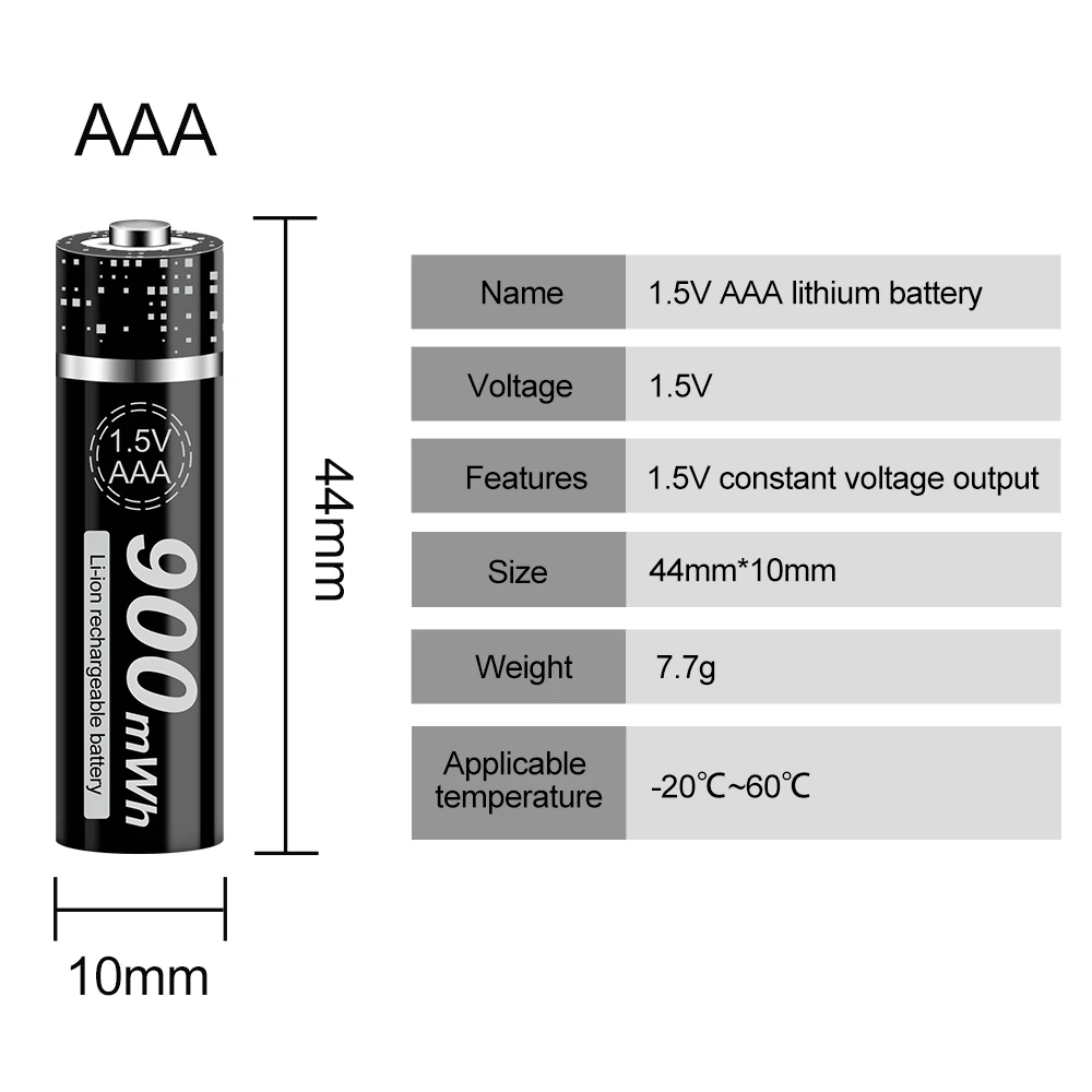 100% nowy 1.5V akumulator AAA 900mWh 1.5V litowo-jonowy litowo-jonowy 3A aaa baterie na zabawka samochód latarka kamery