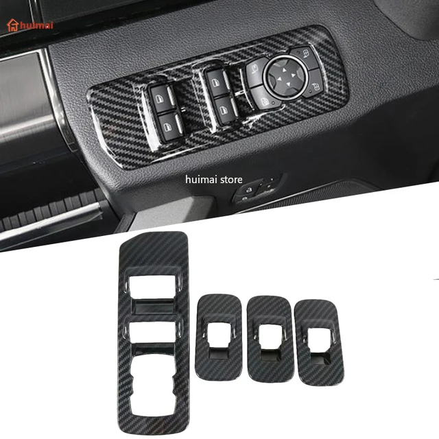 for Ford F150 2015-2020 Car Accessories Carbon Fiber Style Door Window Armrest Cover Switch Panel Trim Molding Garnish