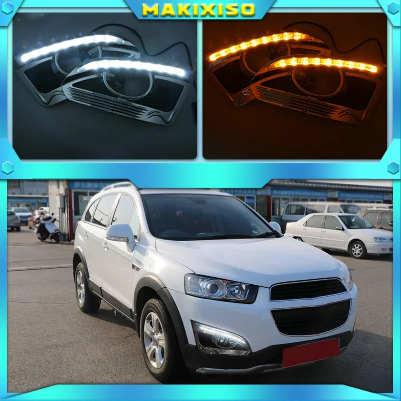 

DRL для CHEVROLET CAPTIVA 2014-2016 реле поворота автомобильный Стайлинг 12 В светодиодсветодиодный дневные ходовые огни с отверстием для противотуманной фары