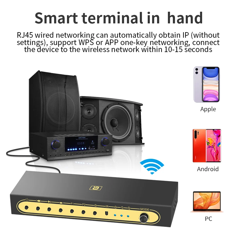 WiFi Network Music Box aptXHD Bluetooth5.0 Audio Receiver Airplay Spotify DLNA NAS Optical Coaxial AUX Conversion Adapter DAC