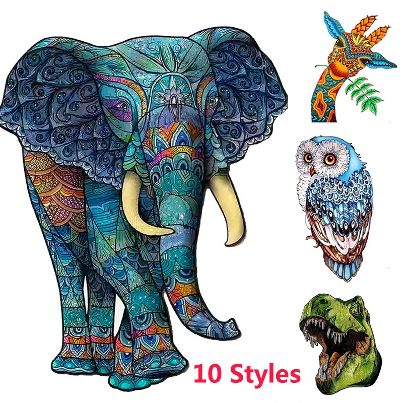 

10 Styles Animals Wooden Puzzle Unique Shape Animals Diy Jigsaw Puzzle For Adults And Children Gift Toy(a3/a4/a5)