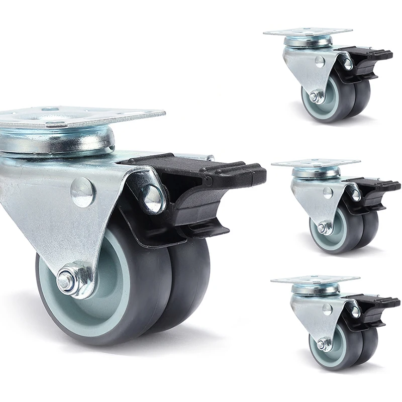 4 Stück KAK Swivel Mute Wheel Caster Ersatz 2 Zoll 60 kg weiches Gummi Safe Roller Möbelräder für Trolley Esstisch
