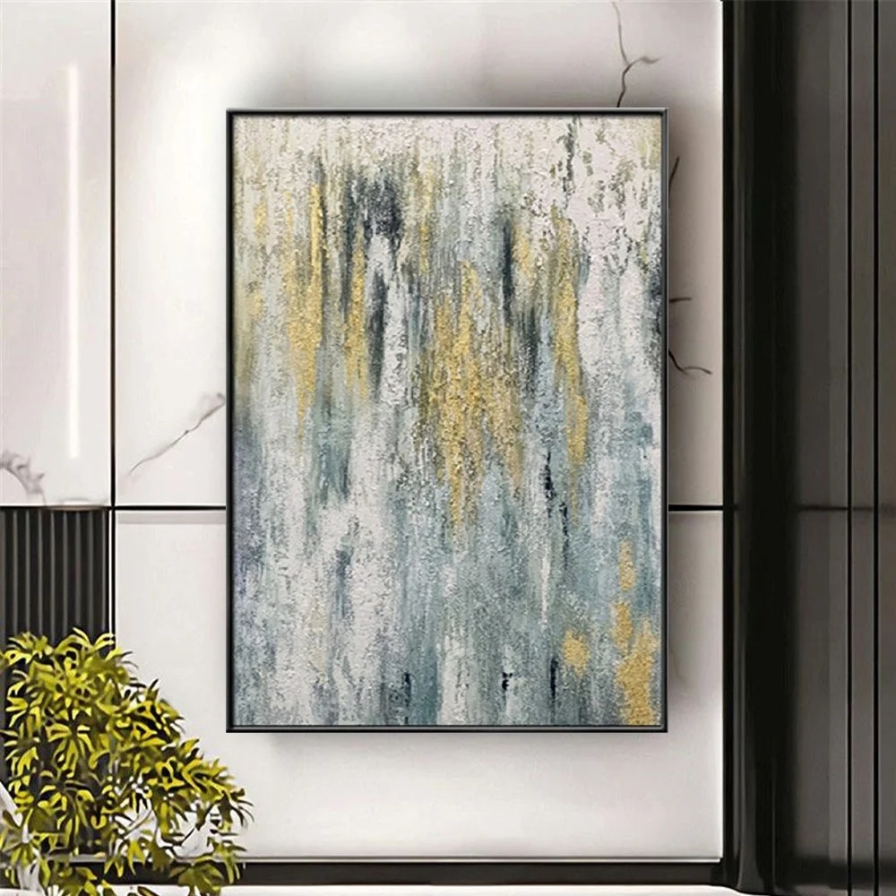 Hand-painted Modern Oil Paintings Abstract Gold Texture Canvas Painting Thick Oil Scraper Texture Wall Art For Living Room Decor