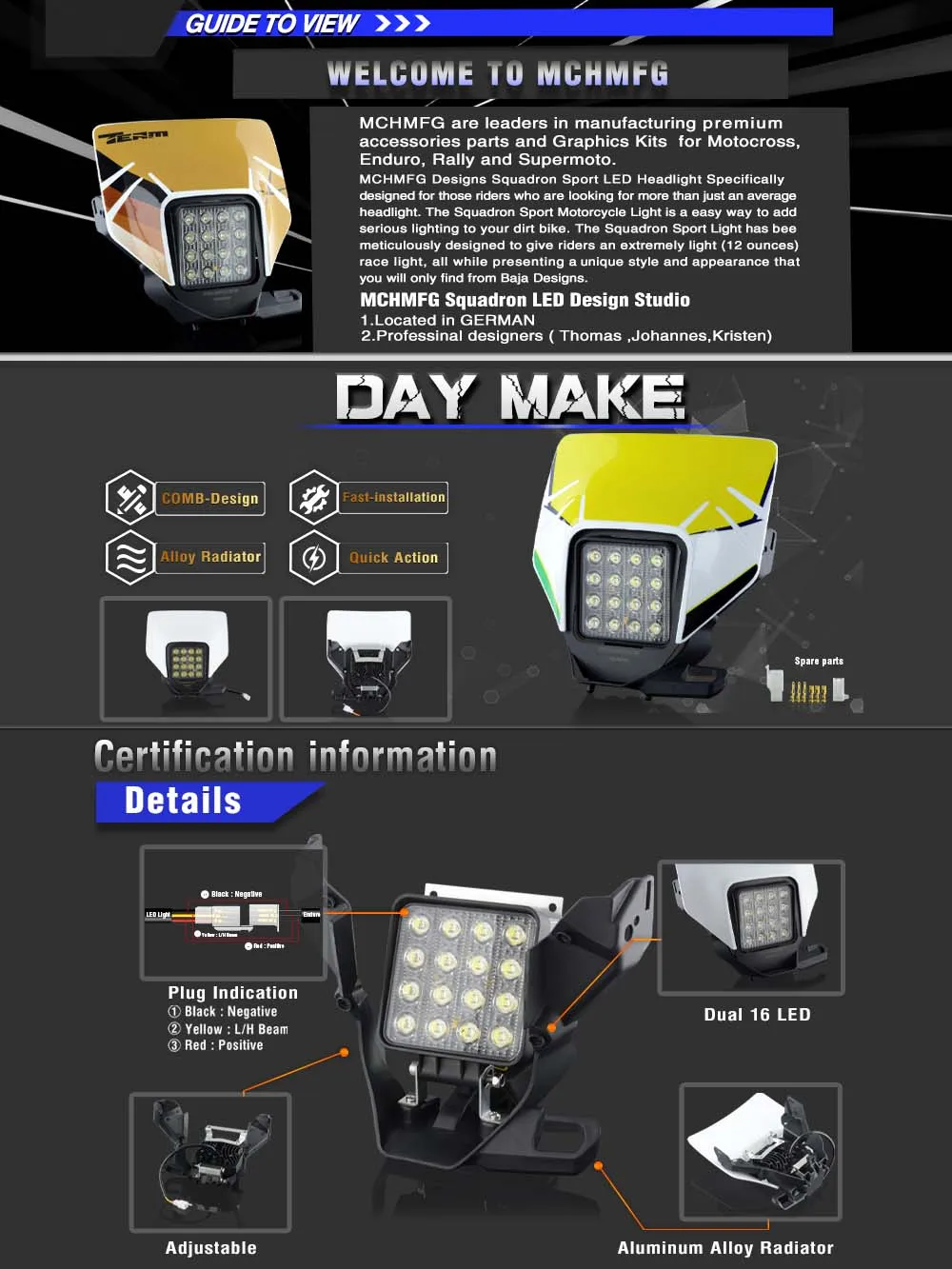 AliExpress MCHMFG Motorcycle  Headlight Headlamp Light Supermoto Fairing For Husqvarna FC TC FE TE MX Dirt Bike Enduro  Headlight