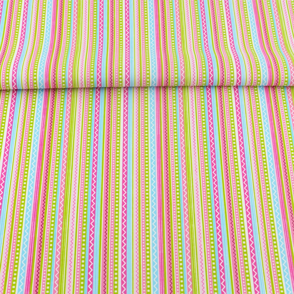 Booksew 100% Cotton Fabric Colorful Stripe Quilting Patchwork Bedding Sewing Home Textile Doll Scrapbooking Decorations Meter