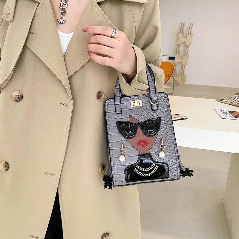 Leather Women's Bags 2021 Hit New Fashion Beauty Printing Ladies Hand Bags Luxury Designer Party Shopper Female Shoulder Bag