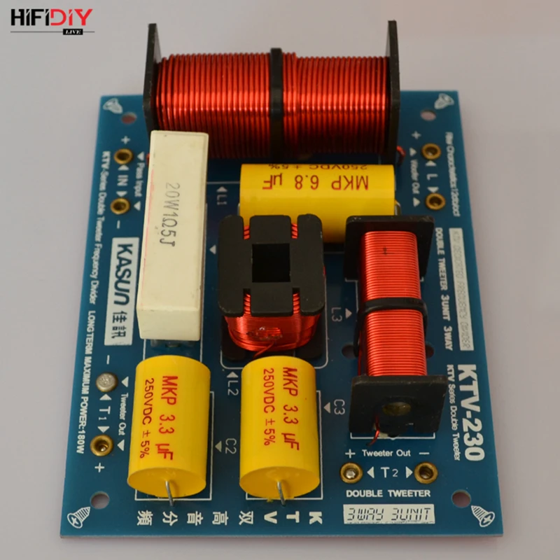 HIFIDIY KTV-230C 2 Way 3 speaker Double treble (Tweeter*2+ bass) Unit HiFi KTV Speakers audio Frequency Divider Crossover Filter