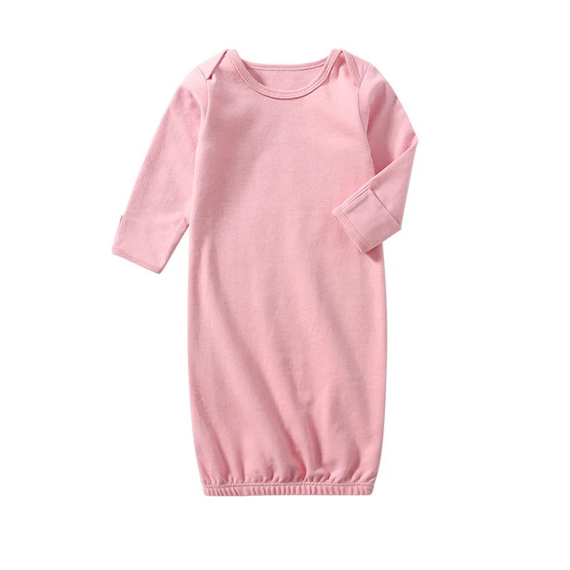 Cama de dormir rosa para menina, roupa para o bebê recém-nascido em casa, vestido personalizado para dormir + chapéu