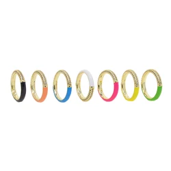 2021 New Fashion Rainbow Women Jewelry Unique Half CZ Neon Enamel Stacking CZ Eternity Band Ring