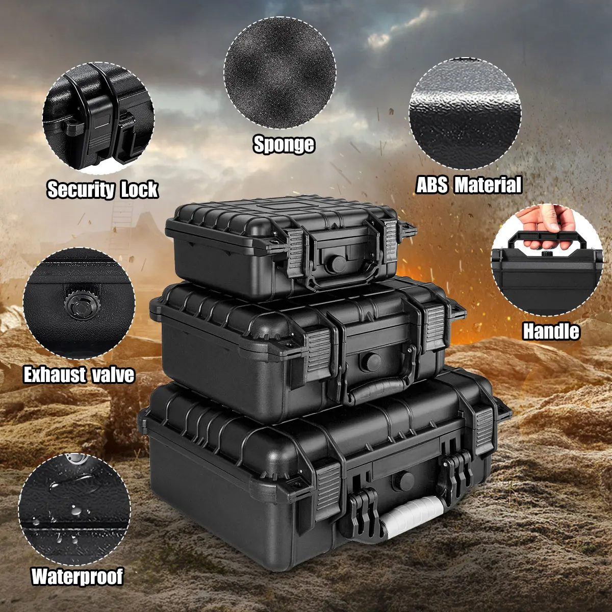 9 Sizes Tool Box Waterproof Plastic Hard Carry Case With pre-cut Sponge Tool Organizer Boxes Tool Cabinet Foam Hardware Toolbox