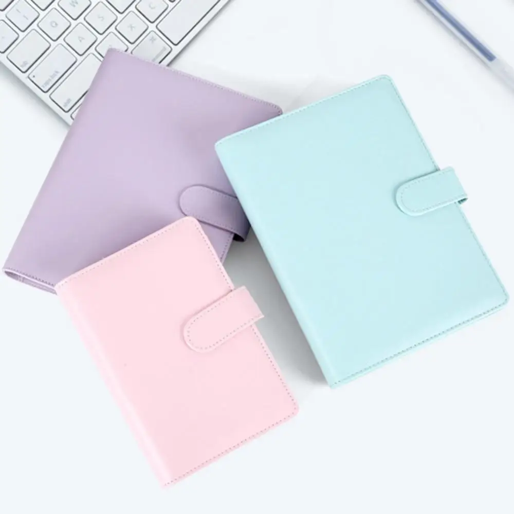 Macaron Color A5 A6  Binder PU-Clip-on Notebook Leather Loose Leaf Notebook Cover Notebooks Journal Office Stationery Supplies