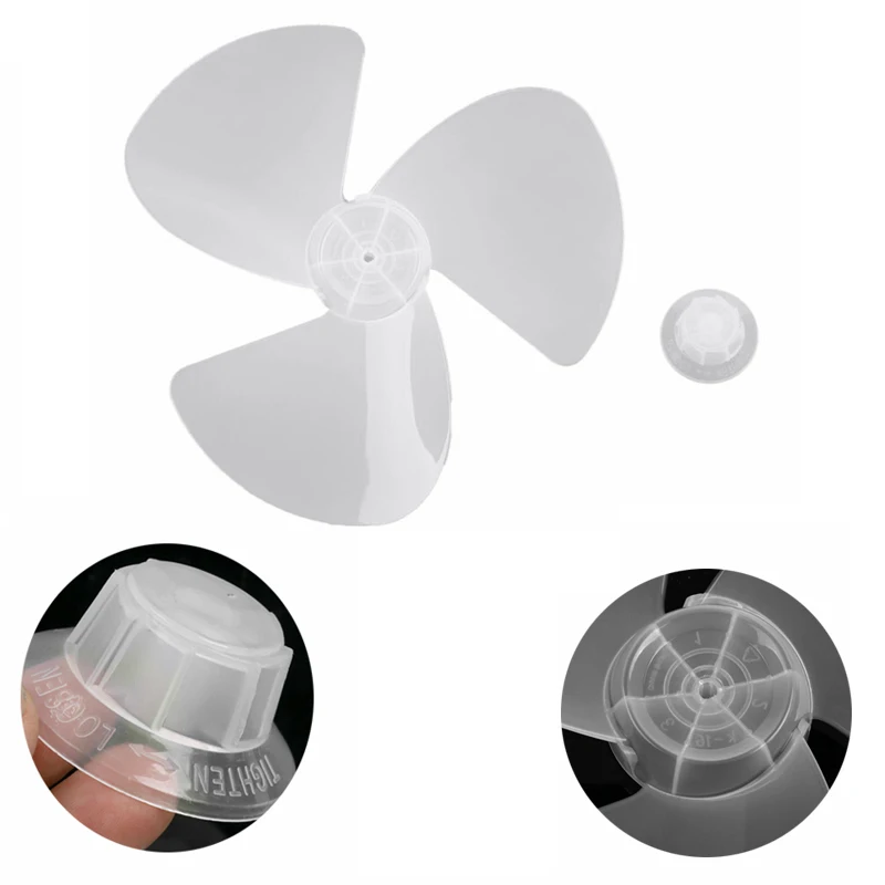 16 Inch Household Plastic Wind Fan Blade Three Leaves with Fan Nut Standing Pedestal Fan Table Fanner Accessories