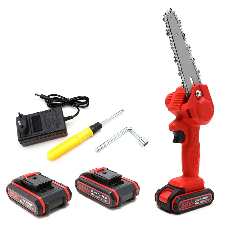 1080/1200W Electric Pruning Saw Rechargeable Electric Saws 2 Batterys Woodworking Mini Brushed Electric Chain Saw Garden Logging