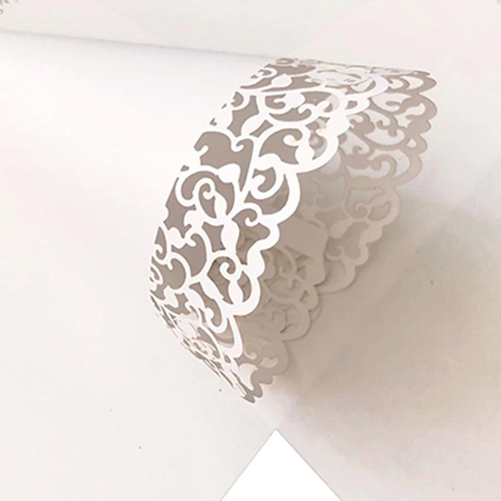 50Pcs Lace Flowers Paper Wedding cones Candy Holder White Blue Wedding Confetti Paper Cup DIY Cups Party Decorative Accessories