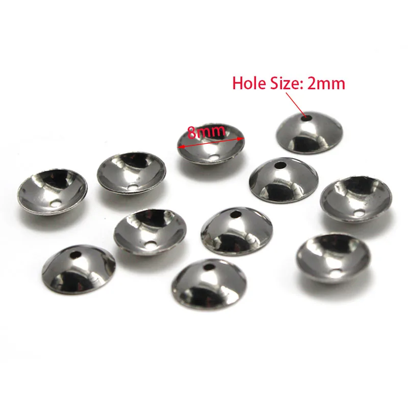 100pcs Beads Accessories End Caps Stainless Steel 3 4 5 6 8 10 mm Round Bead Caps End Clasps for diy Handmade  Jewelry Making