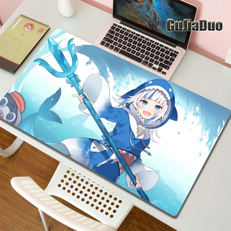 

Anime Cute Girl Mouse Pad Gamer XXL Large Waterproof Speed Desk Mat Gaming Room Accessories Kawaii Gawr Gura Comics Mousepad