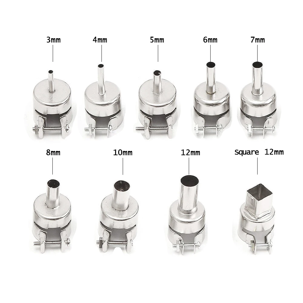 9pcs Hot Air Gun Nozzle Universal Gun Nozzle for 850 852D 898 858 Soldering Station Attachments heat gun Hair dryer Tools Nozzle