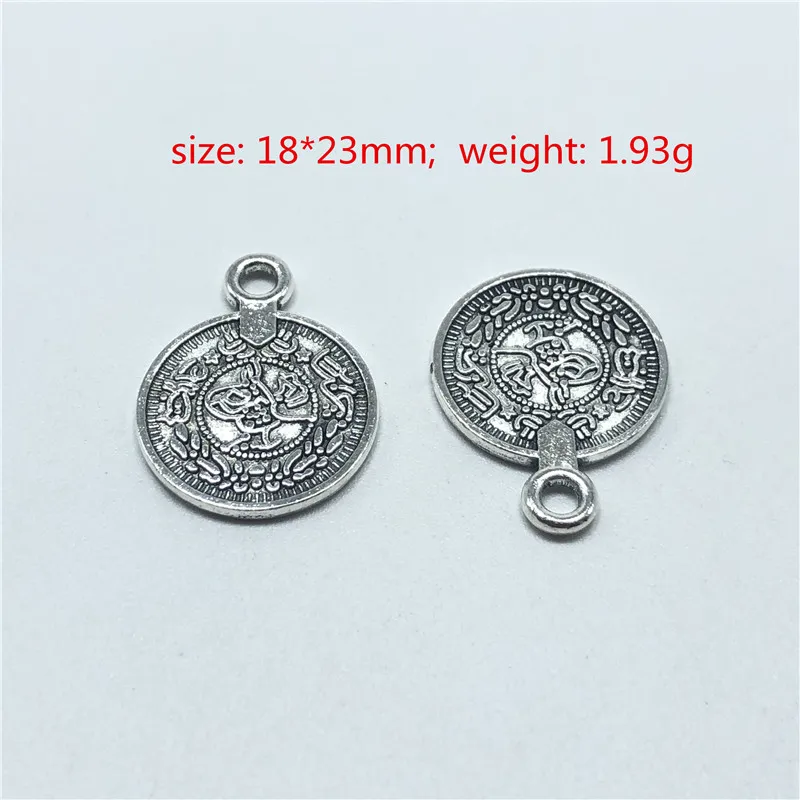 15PCS Coin Shaped Round Charms Carved Figure Pendants Connector DIY handmade Necklace earrings for fashion Jewelry Making