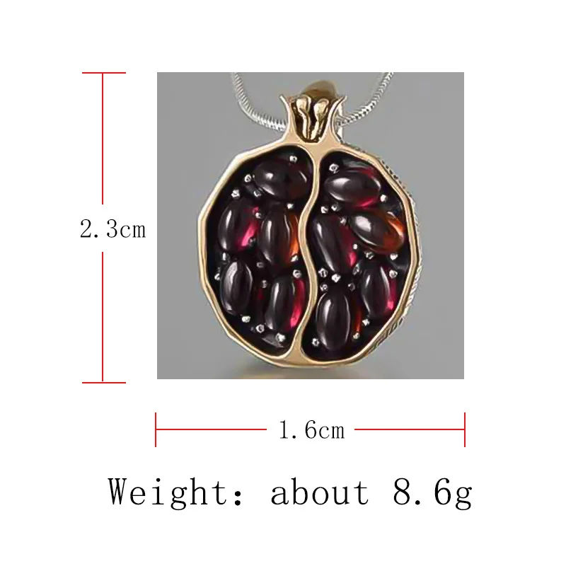 Milangirl  Pendant Pomegranate Stone Necklace Women Long Chain Crystal/Garnet Necklace Fashion Jewelry