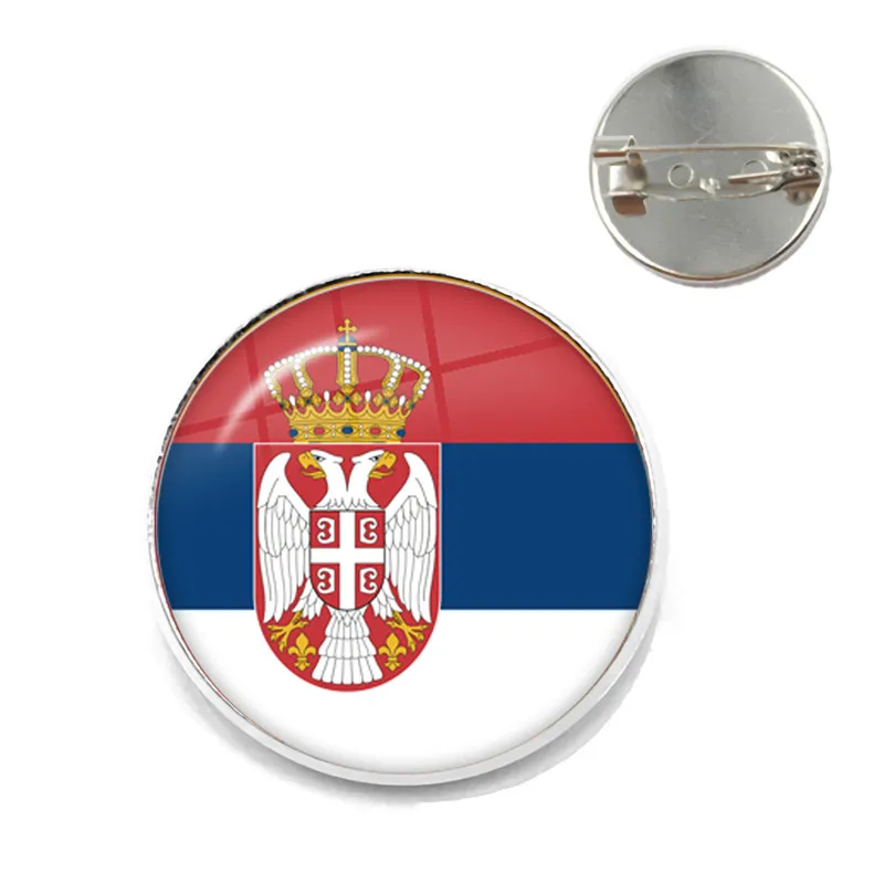 Spilla Cabochon in vetro con bandiera nazionale corea, Serbia,Russia,Slovenia,Argentina, stati uniti, turchia, spagna, Dominica collare spille regalo