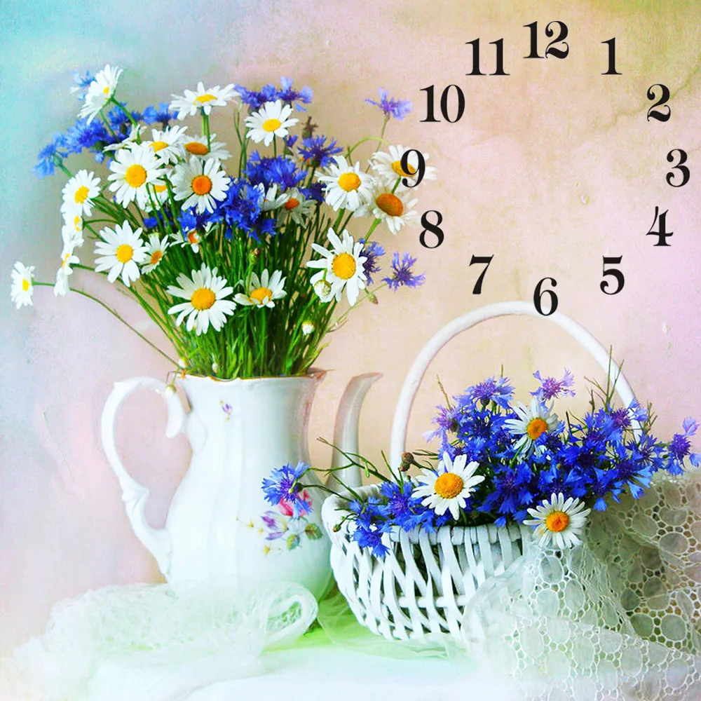 

Full Square Round 5D Diamond Painting Kit With Clock Mechanism -Flower Vase- Cross stitch 3d Diamond Embroidery Mosaic Gift