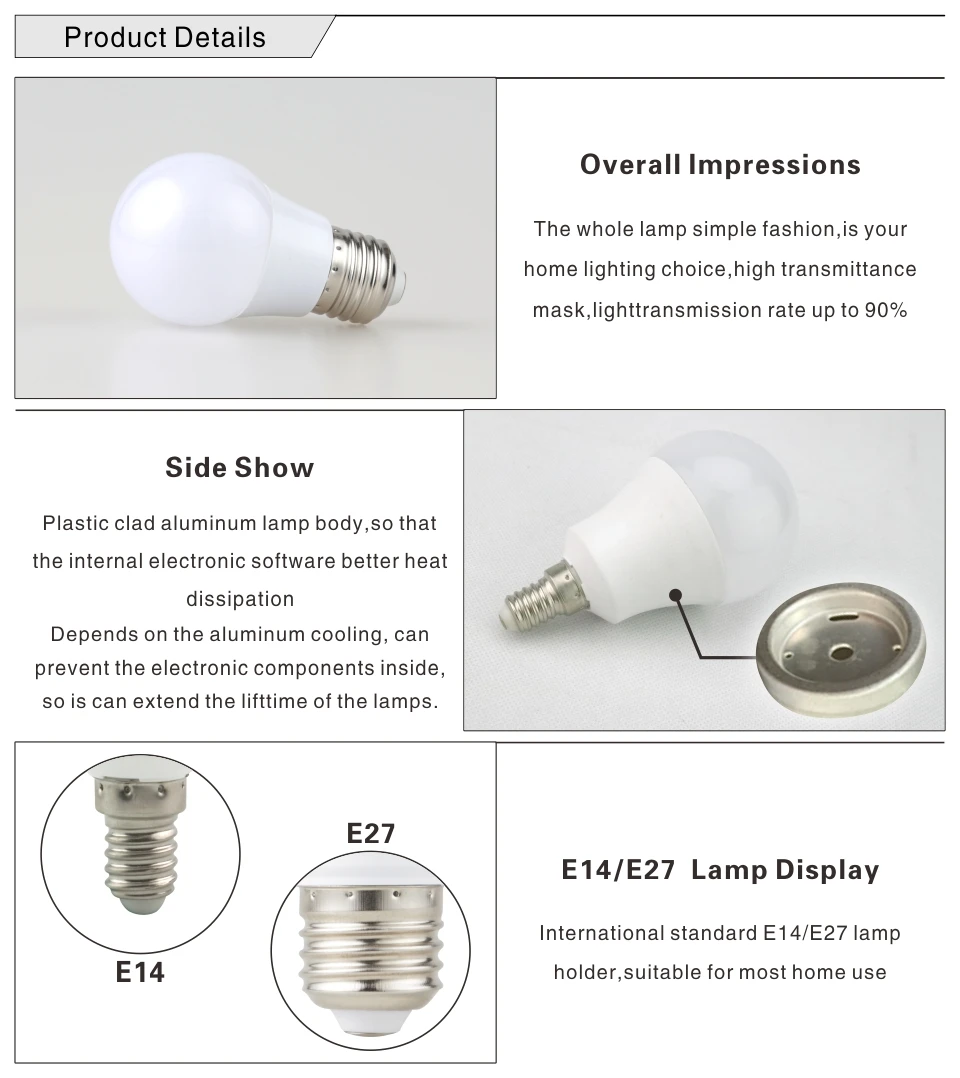 E27 E14 LED-Lampe 3W 6W 9W 12W 15W 18W 20W Tischlampe Echte Leistung Glühbirnen AC 220V-240V Strahler LED-Lampe – Detail 5