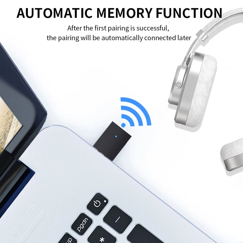 VAORLO Newst-transmisor de Audio USB con Bluetooth 5,0, Dongle de música estéreo para ordenador, adaptador inalámbrico para PC y portátil, Plug & Play