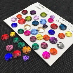 Round Rivoli Crystal AB Fancy Stone Sew On Rhinestone Flatback Colorful Glass Strass Beads Sewing Rhinestones Wedding Dress