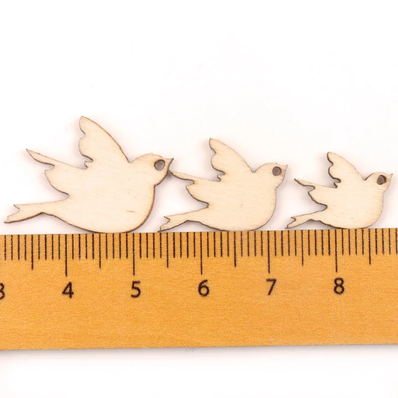 Handmade Crafts Wooden Slices Home Decoration Accessories Scrapbooks Painting DIY Mixed Bird Shape Garniture 10-20mm 50pcs