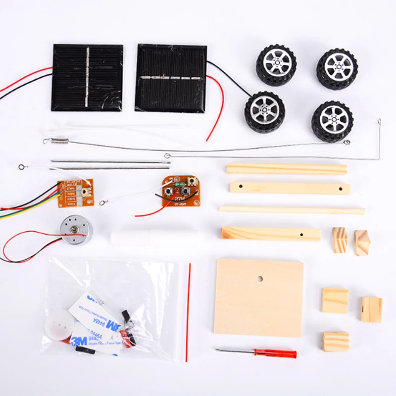 DIY Mini Solar Controle Remoto Sem Fio Carro, Brinquedo Educativo Ciência, Montagem RC Brinquedos, Carro de madeira, Modelo de veículo para crianças