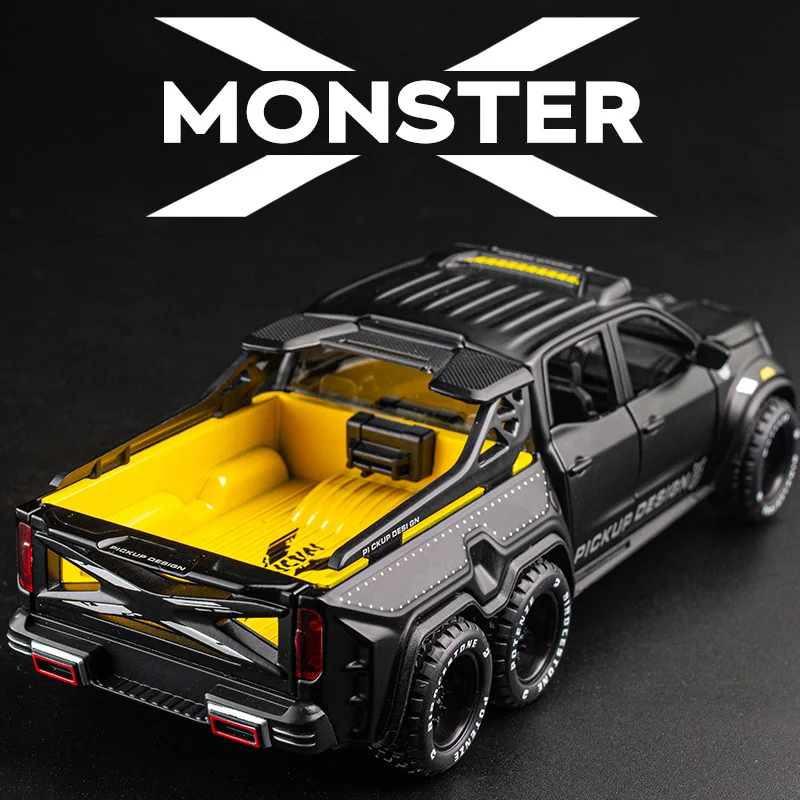 1:28 X-Class 6*6 Wheel Alloy Pickup Car Model Diecast & Toy Metal Off-road Vehicles Car Model High Simulation Childrens Toy Gift