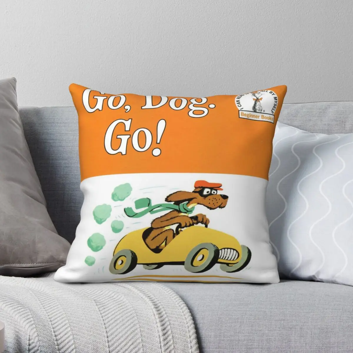 

Go Dog Go Square Pillowcase Polyester Linen Velvet Printed Zip Decor Throw Pillow Case Home Cushion Cover 18"