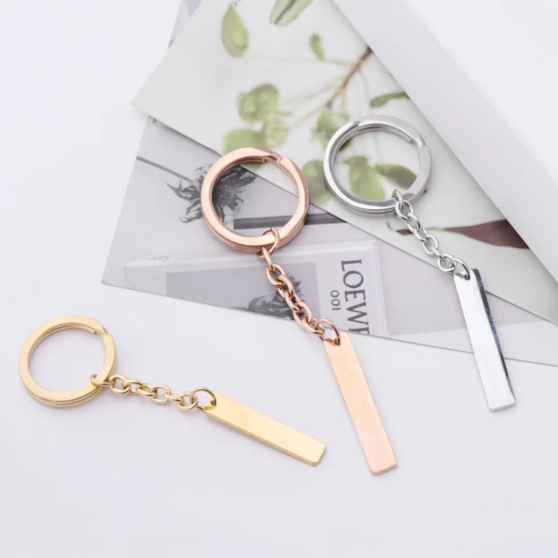 10pcs 8cm 5.8g Mirror stainless steel key ring creative license plate number car key pendant anti loss telephone number plate