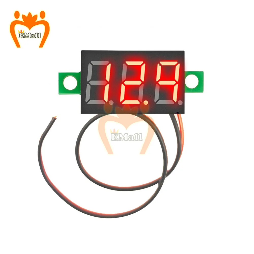 0.36 인치 0.36 "디지털 전압계 빨간색 녹색 파란색 DC 0V-100V 200V 3 라인 가변 전압 패널 미터 DC30V