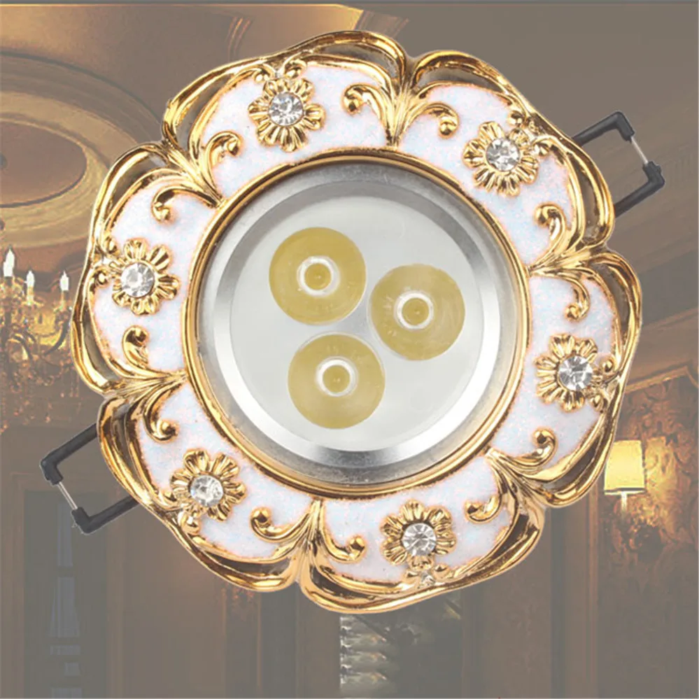 European Gold Garland Laciness White Led Downlights For Ceilings Kitchen Living Room Loft 5W 7W 7.5Cm Hole Indoor Recessed Lamp