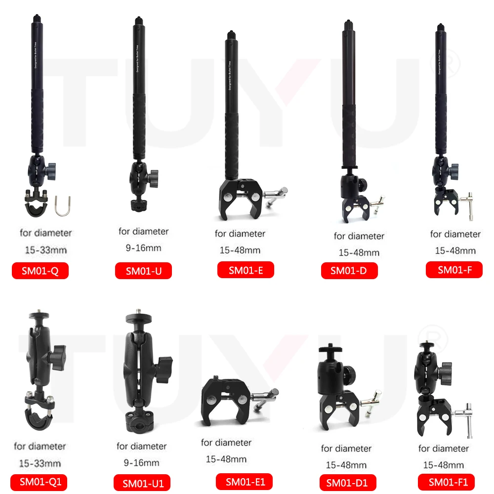 TUYU-مقود دراجة نارية من منظور شخص ثالث ، لـ GoPro DJI Insta360 One R X2 ، ملحق عصا سيلفي غير مرئية