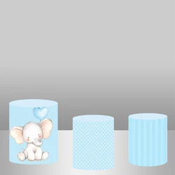 Custom Newborn Baby Shower Backdrop Banner Elephant Plinth Cover Cylinder