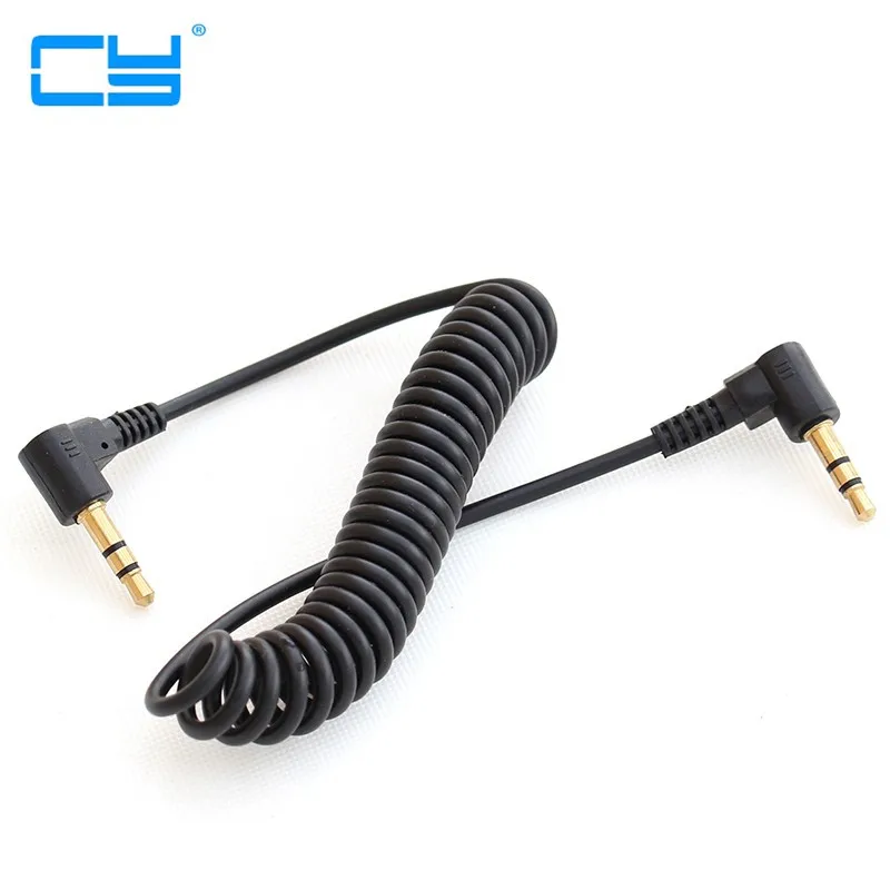 

30CM Retractable Spring Two Angle 3.5mm Male to Male Stereo Audio AUX Cable for Car