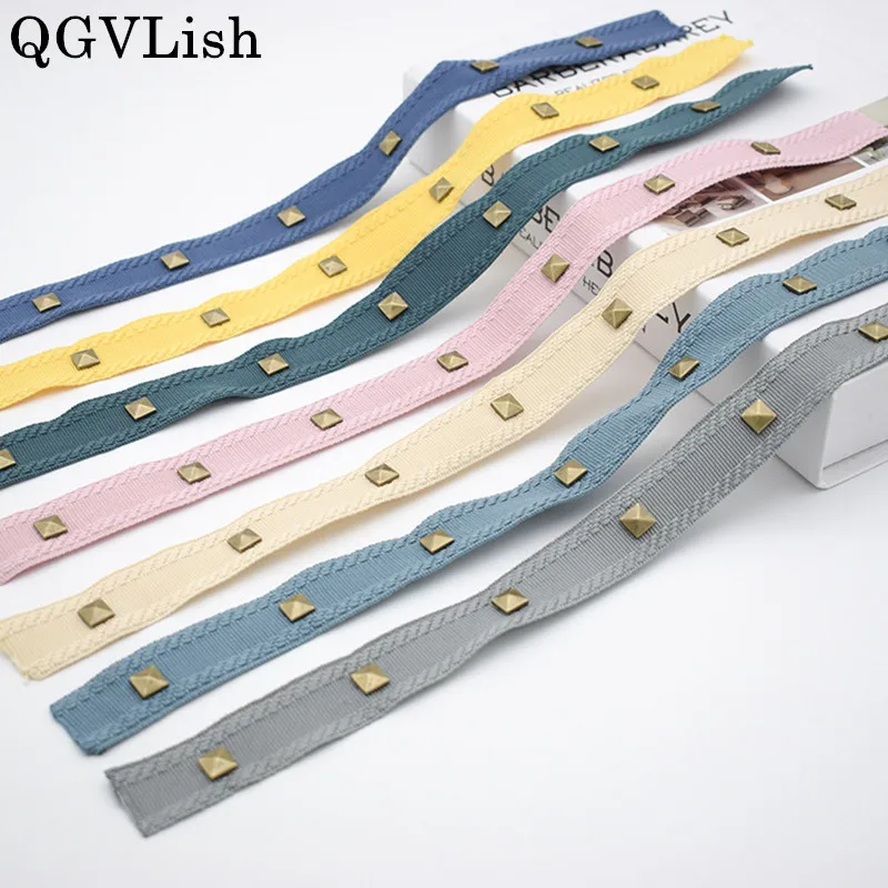 

QGVLish 12M/lot 2.5cm Wide Rivet Curtain Lace Trims Belt Ribbons Tassel DIY Sewing Sofa Cushion Lamp Edge Decor Lace Trim