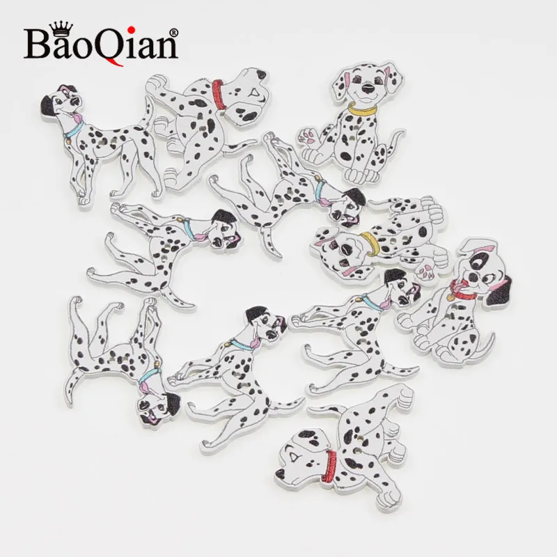 50Pcs Mixed Dalmatian Pattern Sewing Accessories Wooden Buttons For Clothes Knitting Crafts Scrapbooking DIY Needlework